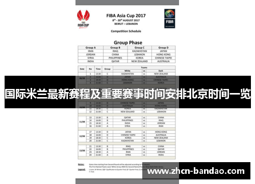 国际米兰最新赛程及重要赛事时间安排北京时间一览
