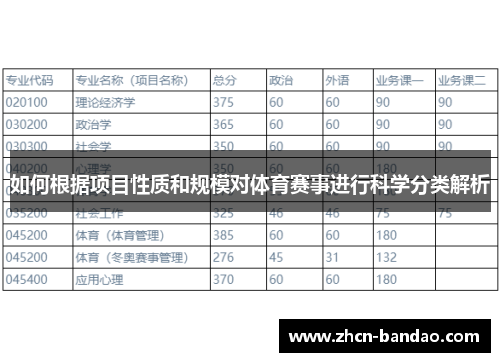 如何根据项目性质和规模对体育赛事进行科学分类解析