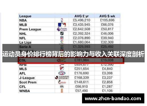 运动员身价排行榜背后的影响力与收入关联深度剖析
